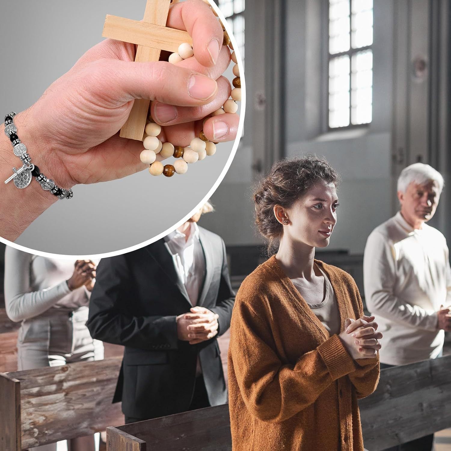 Wholesale Silver Holy Book Medal Bead Bracelet