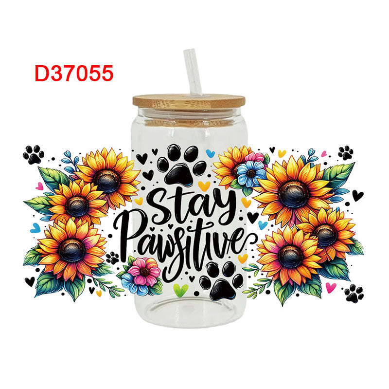 Wholesale UV transfer sticker for glass cups crystal label crystal sticker 16OZ UV DTF WRAPS