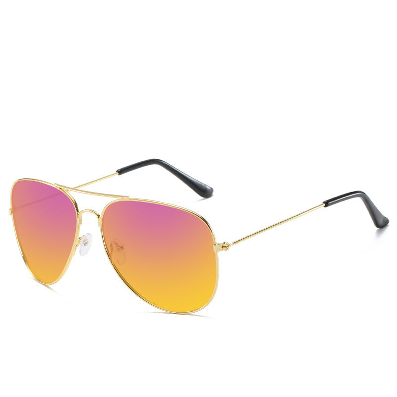 Wholesale Colored reflective metal sunglasses for men and women retro frog glasses