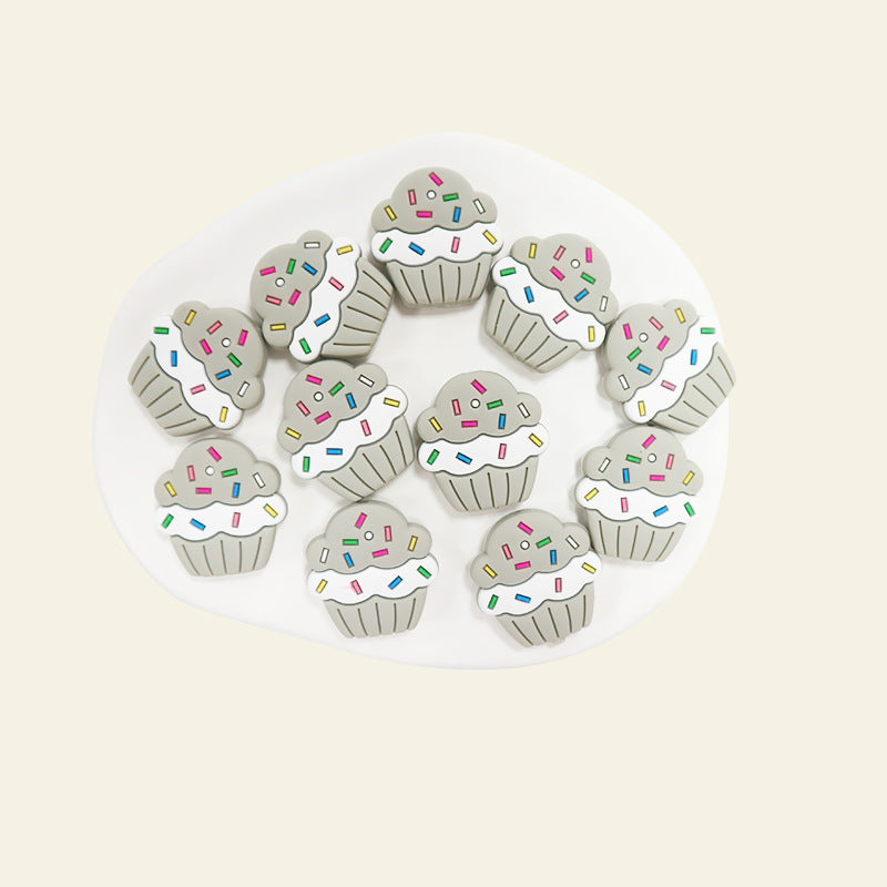 Wholesale 10pcs/pack cute little cake beaded pen beads silicone decorative accessories DIY beads