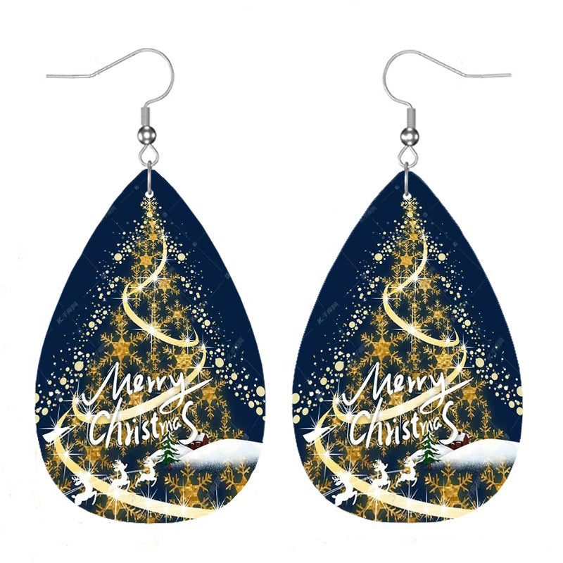 Wholesale Christmas Tree Leather Earrings
