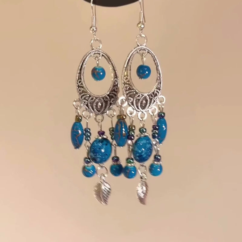 Wholesale New Chinese style beaded tassel retro earrings