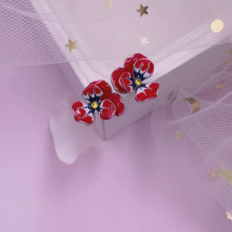 Wholesale Enamel Color Glaze Flower Earrings