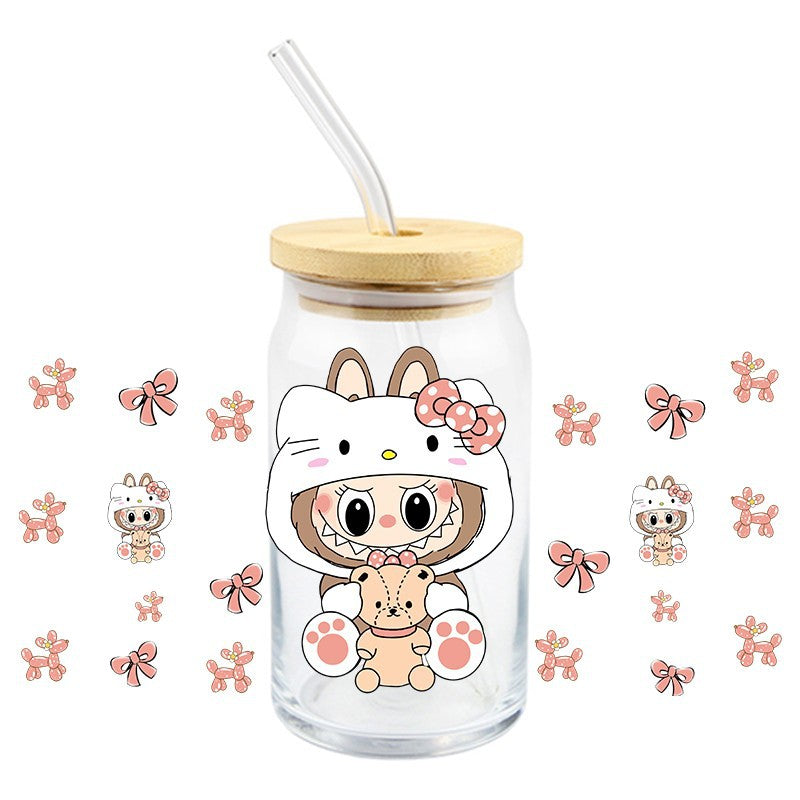 Wholesale 5pcs Colorful cute cartoon 16oz Cup UV DTF Wraps