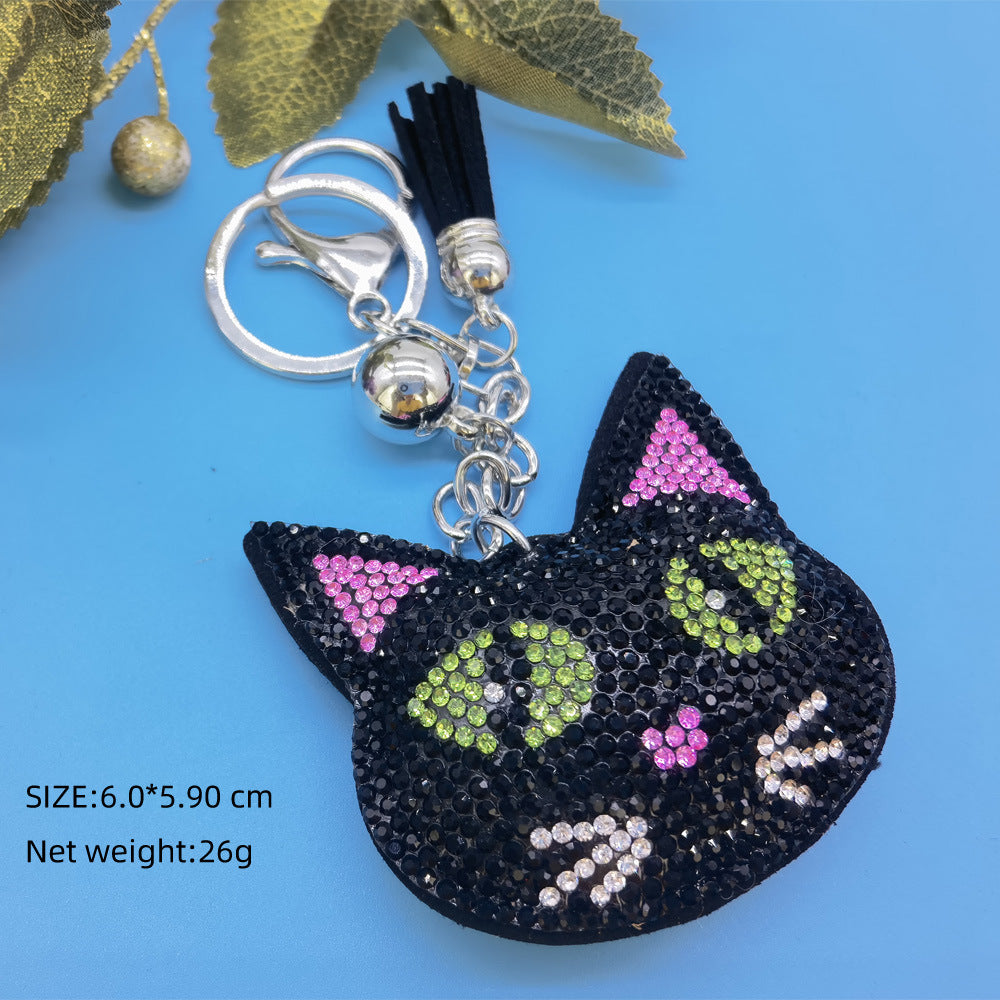 Wholesale 4pcs Cartoon animal kitten diamond studded Rhinestone Keychain