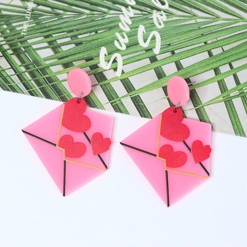 Wholesale Valentine's Day Love Envelope Acrylic Earrings