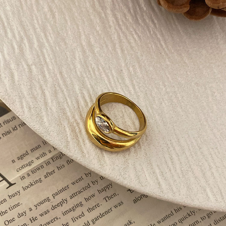 Wholesale Titanium Steel Retro Pearl Zircon Rings