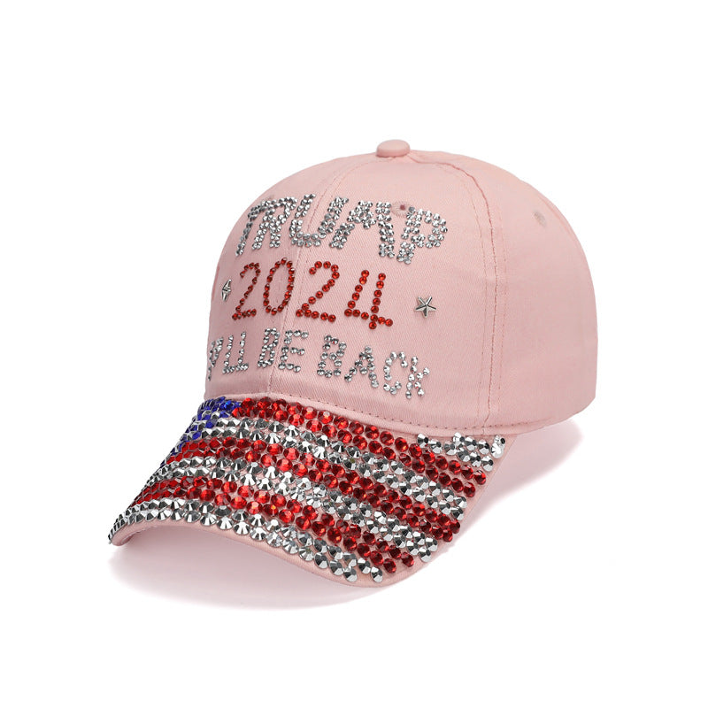 Wholesale New Baseball Cap Flag Denim Diamond-encrusted Election Event Cap Sunshade Sunscreen Cap Tide Cap