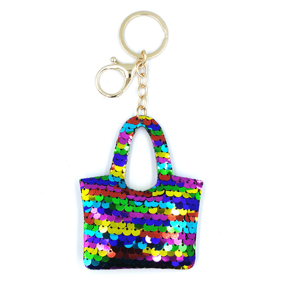 Wholesale Reflective Double-sided Sequin Bag Sequin Car Keychains