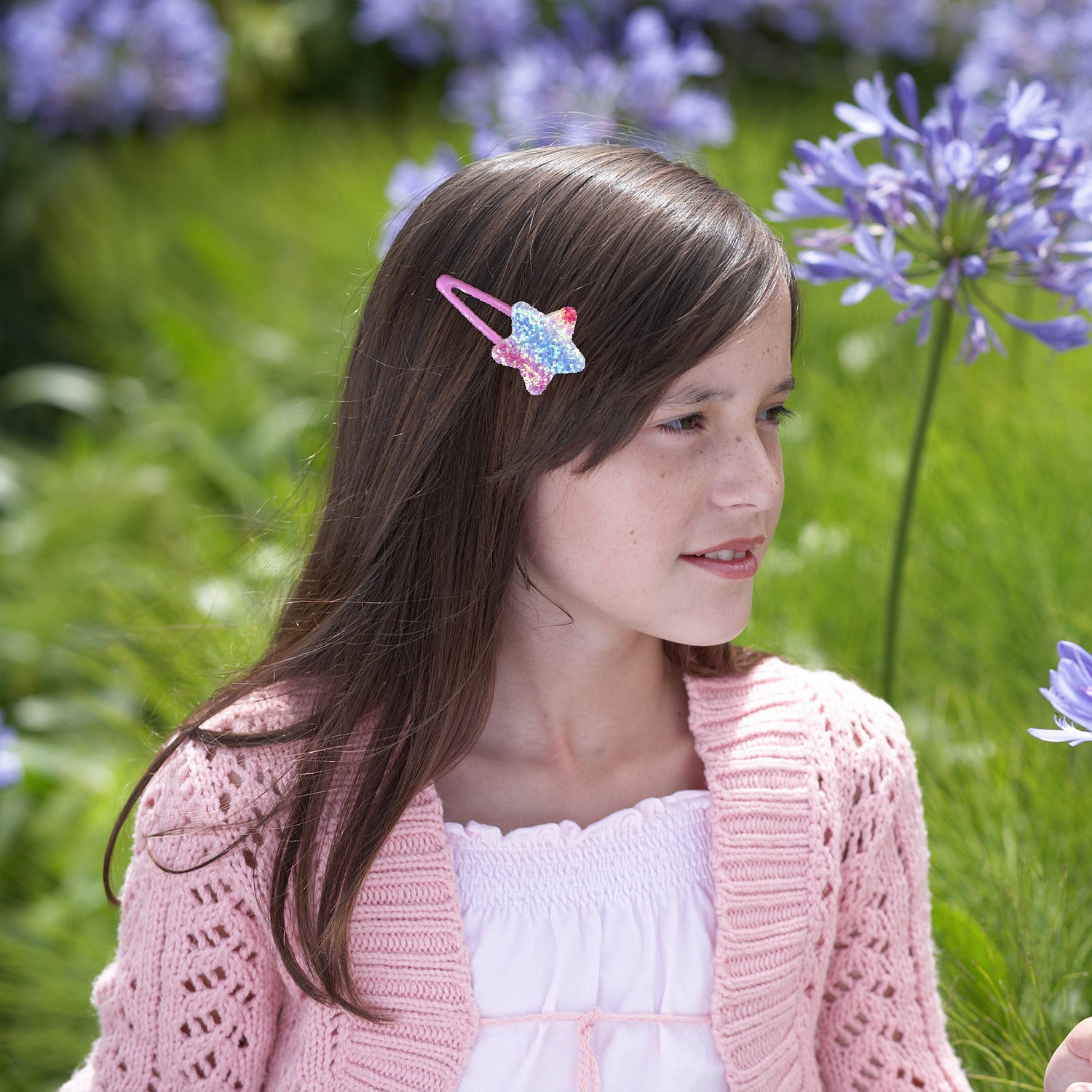 Wholesale Stars Sequin Heart Candy Color Hair Clips