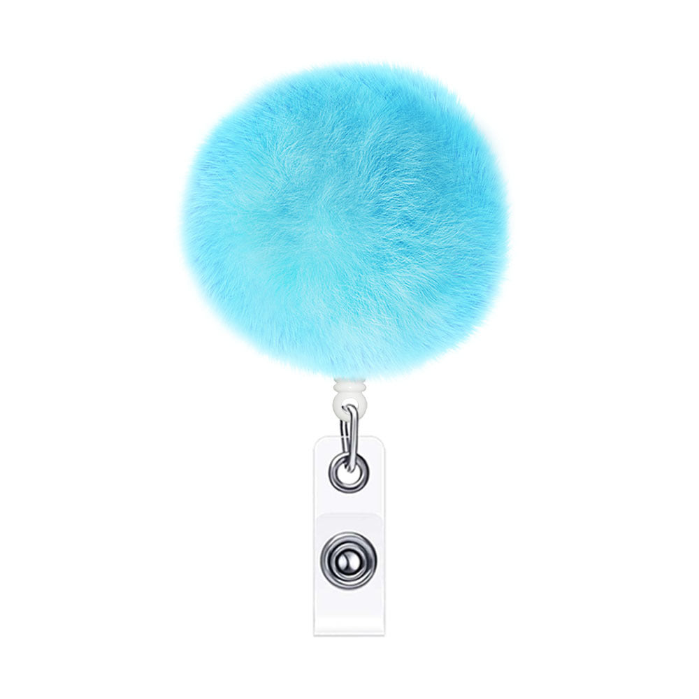 Wholesale Hair Ball Crocodile Clip Badge Scroll Retractable Keychain