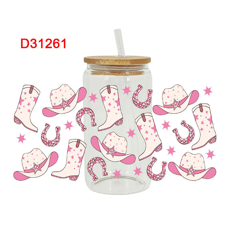 Wholesale Western style rooster boots cowboy hat 16oz Cup UV DTF Wraps