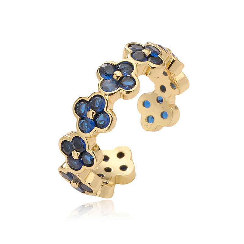 Wholesale Luxury Four-leaf Clover Opening Adjustable Ring
