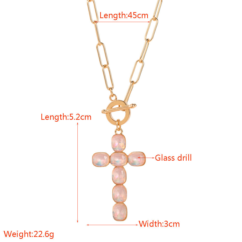 Wholesale Hip-Hop Cross Diamond Simple Clavicle Necklace