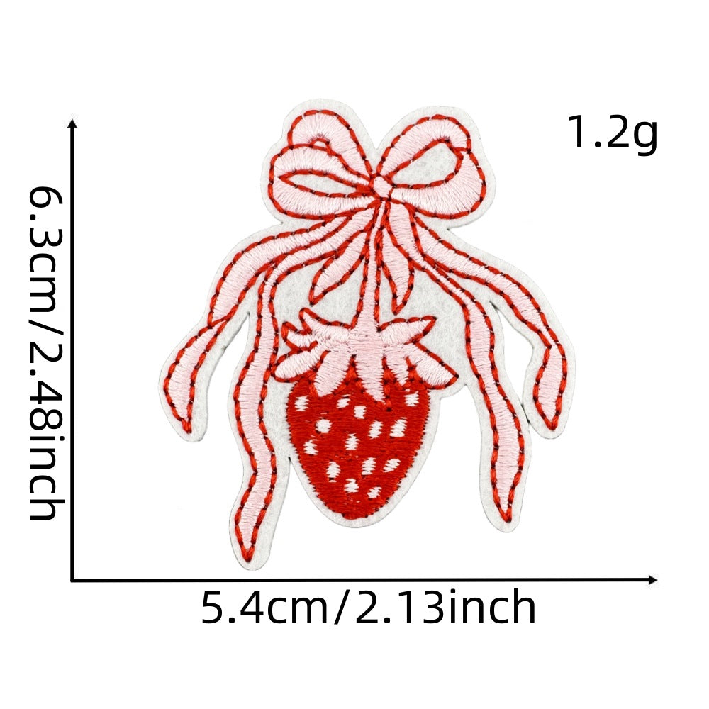 Wholesale Cute Pink Strawberry Cloth Patch Bear Ice Cream Embroidery DIY Patches