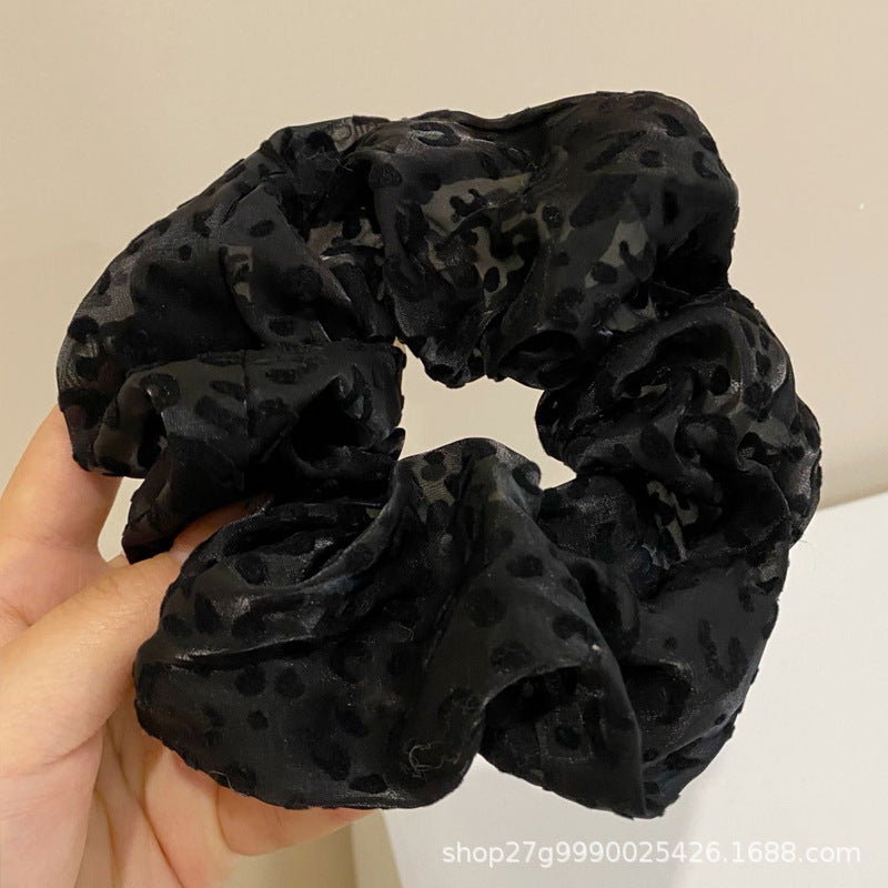 Wholesale Mesh Flocking Hair Accessories Leopard Point Horontail Ball Head Tie Hair Rope