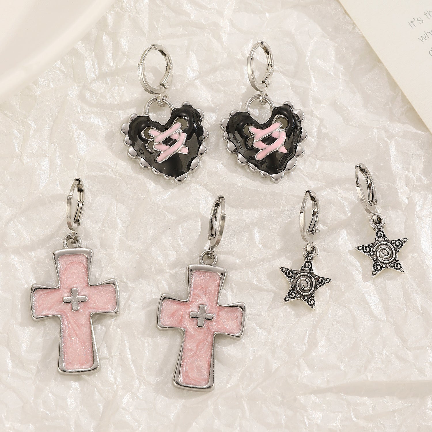 Wholesale Trendy Silver Cross Earrings For Women Hip Hop Party Jewelry Gift Boutique Accessory