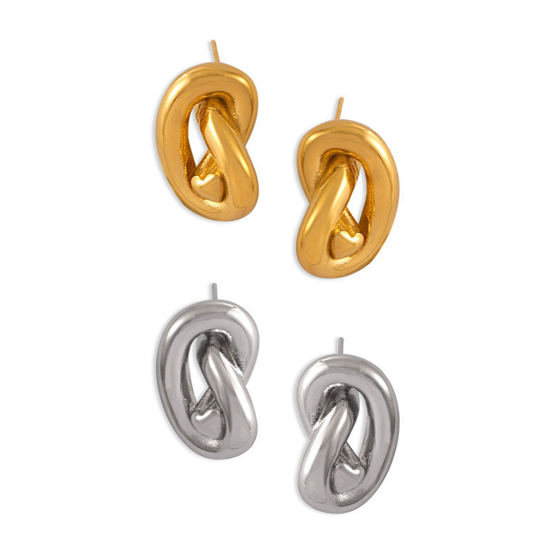 Wholesale 18K Gold Plated Heart Line Twisted Earrings