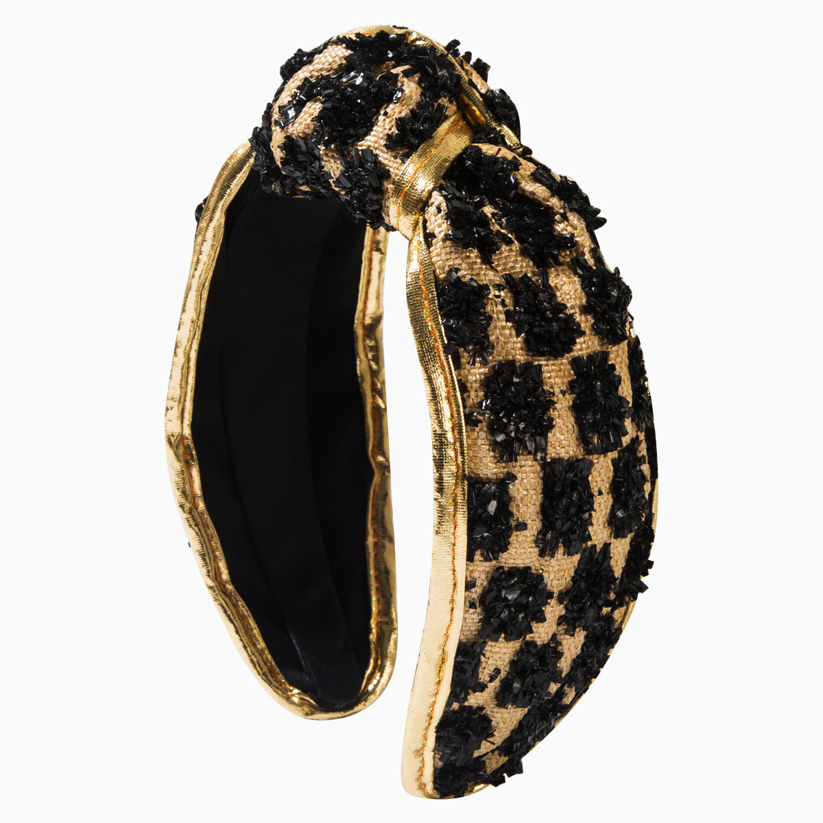 Wholesale Raffia check woven wide-brimmed headband