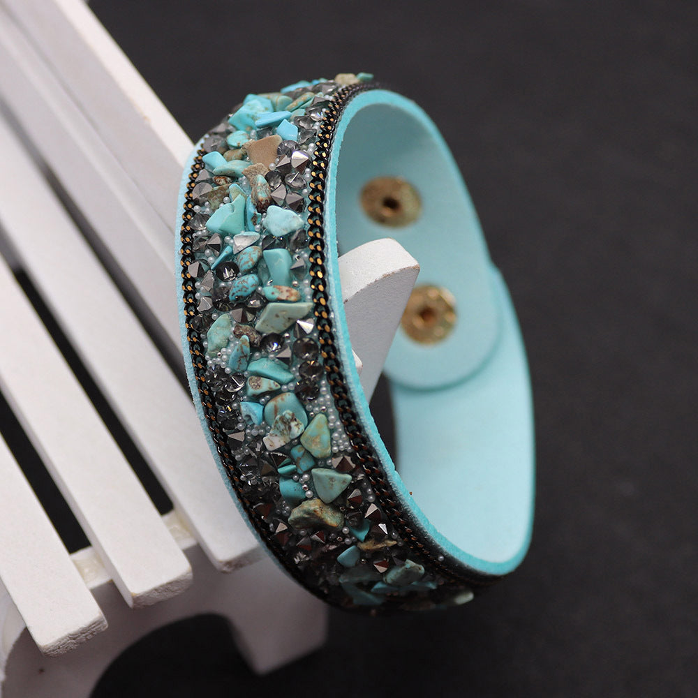 Brazalete de grava con incrustaciones de cuero al por mayor