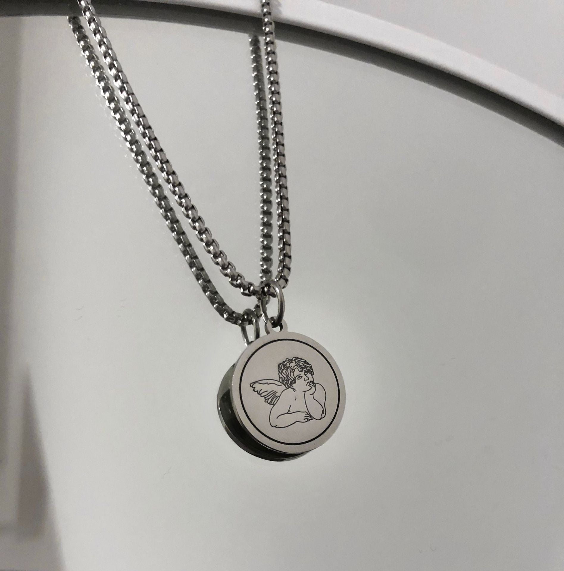 Wholesale Little Angel Titanium Steel Chain No Fading Sweater Necklaces