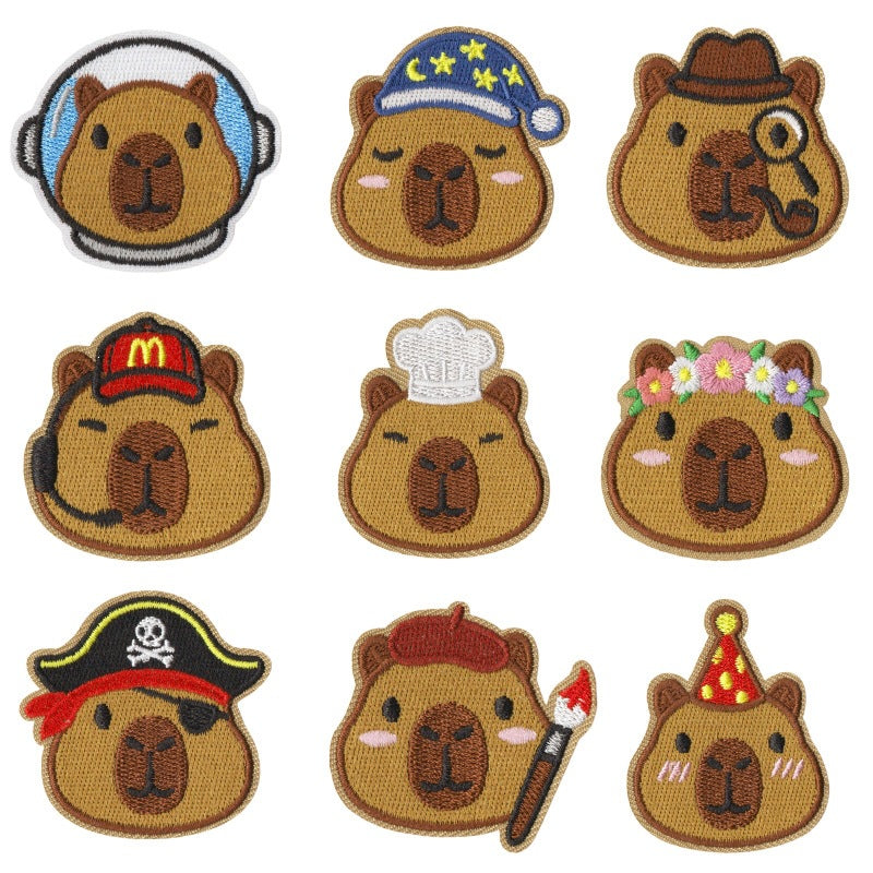 Wholesale Capybara Embroidered Patches Iron On No Sew Repair Set Of 9 For Clothes Backpacks Casual Craft Supply