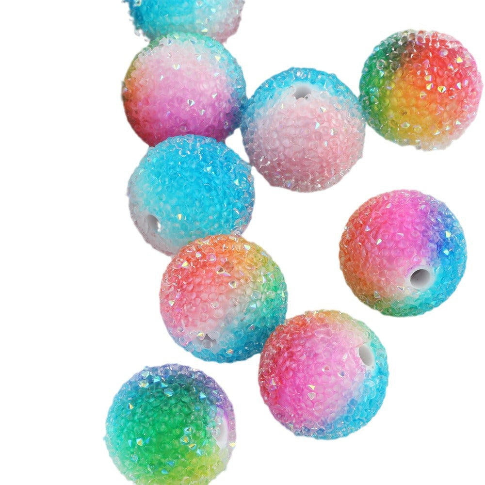 Wholesale 10pcs Acrylic Gradient Colored Round Beads