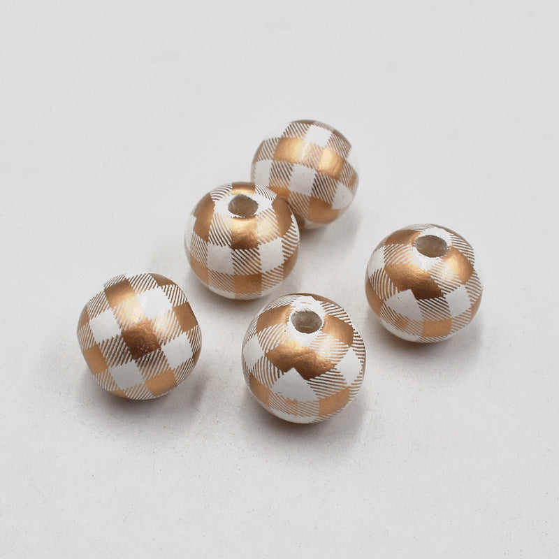 Wholesale  10pcs  Golden Thousand Bird Grid Wood Beads