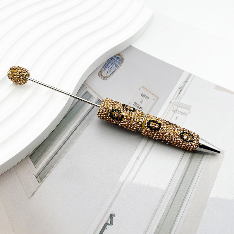 Wholesale Beadable Pen Plastic Heavy Industry Leopard Print Full Diamond DIY