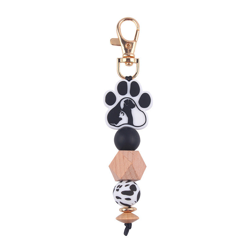Wholesale Cartoon Dog Claws Pure Handmade Silicone Beaded Keychain