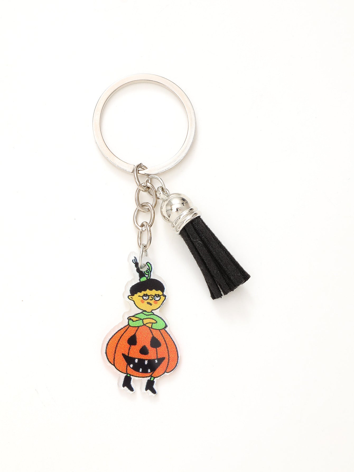 Wholesale Halloween Funny Acrylic Bat Pumpkin Head Witch Tassel Keychain