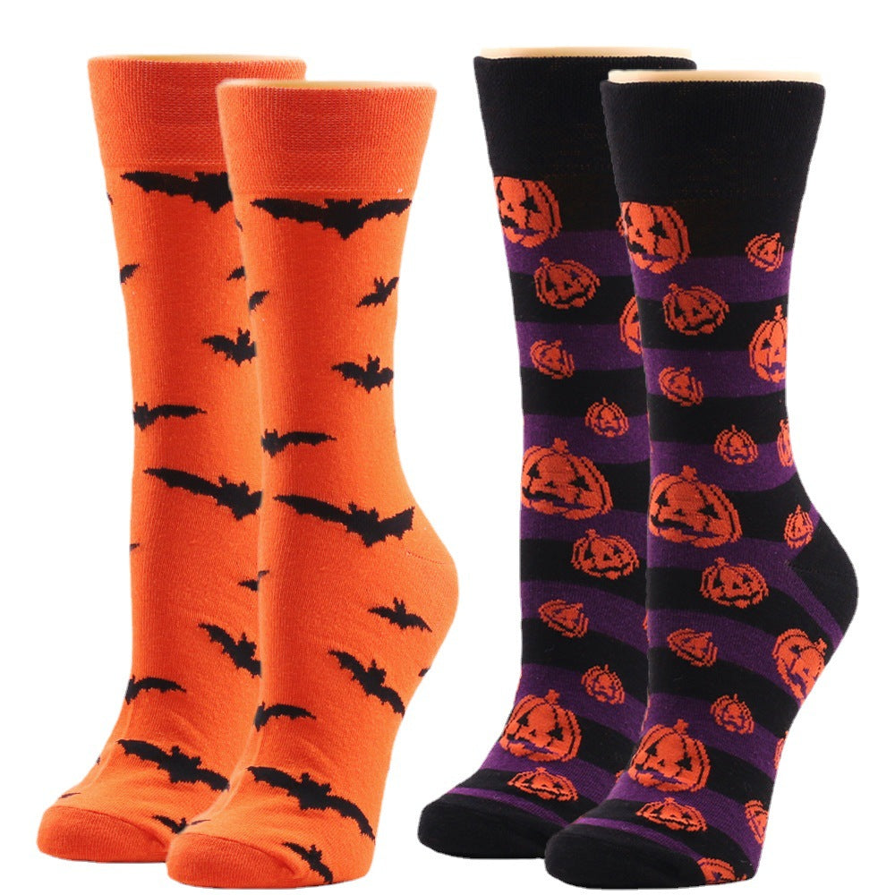 Wholesale Halloween Bat Pumpkin Devil Personality Cartoon Middle Tube Socks