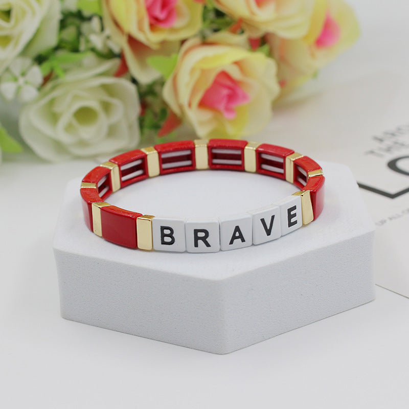Wholesale Bohemian Alphabet Stretch Alloy Bracelet