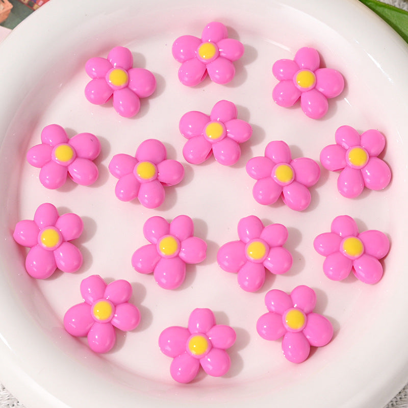 Wholesale 5pcs/pack Colorful Small Flowers with Holes Beads