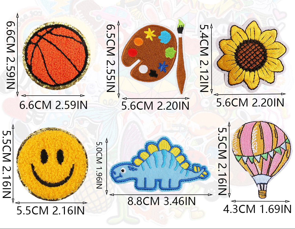 Wholesale 60Pcs Polyester Embroidered Patches Basketball Face Iron On Applique For et Backpack DIY Clothing Gift