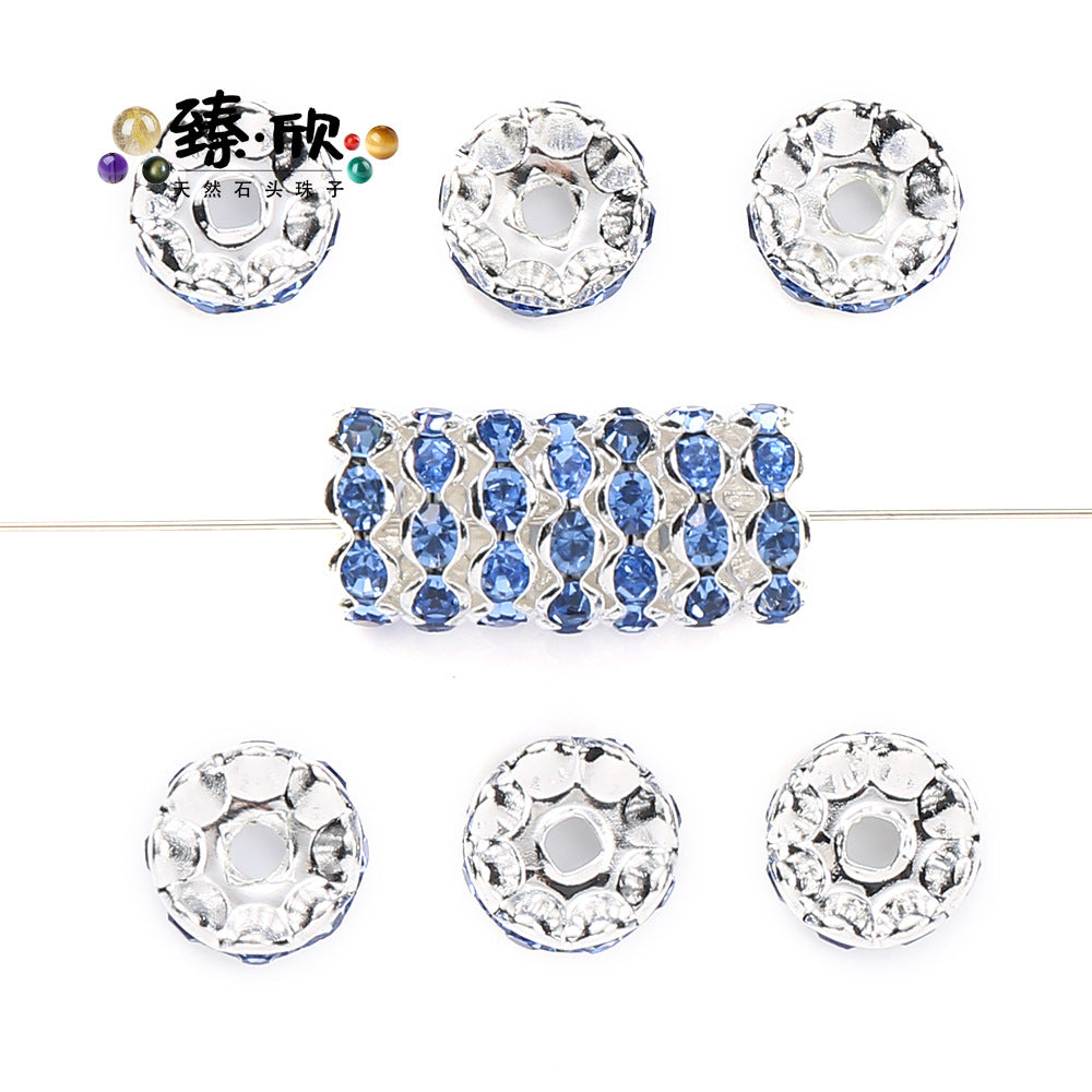 Wholesale 60pcs 12MM Color Wave Rhinestone Diamond Ring Spacer Beads