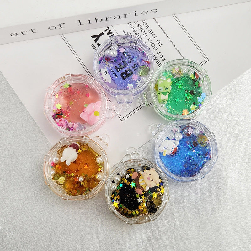 Wholesale Acrylic Oil-filled Double Drift Sand Bottle Key Chain Accessories