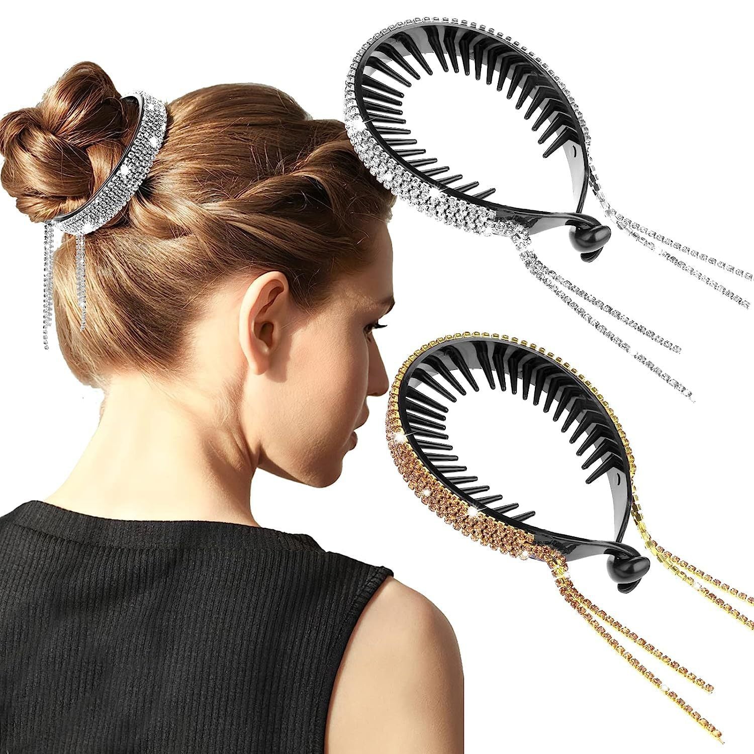 Wholesale Sparkling Diamond Tassel Ponytail Hair Tie Clip