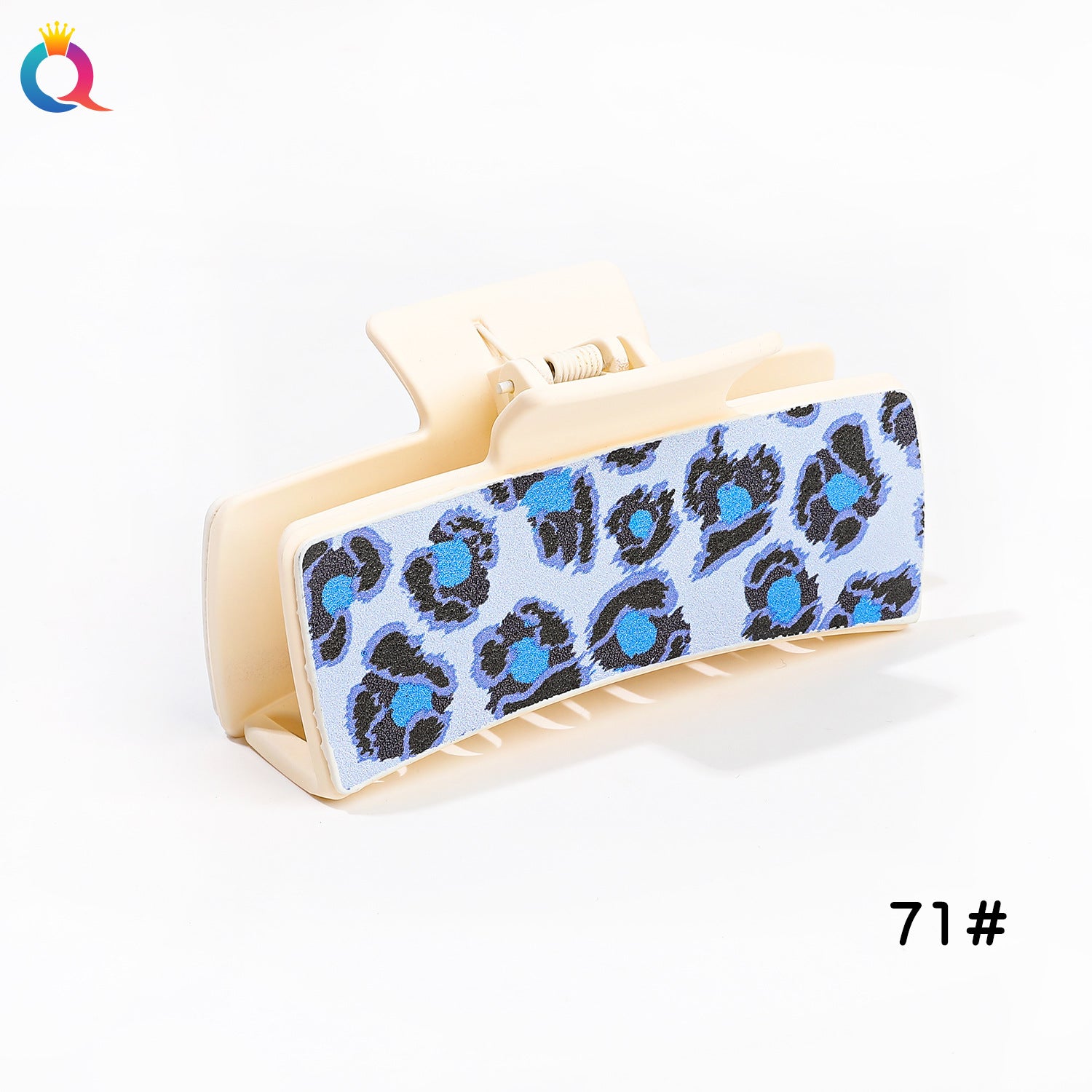 Wholesale Leather Leopard Retro Square Clip Cashew PU Shark Clip
