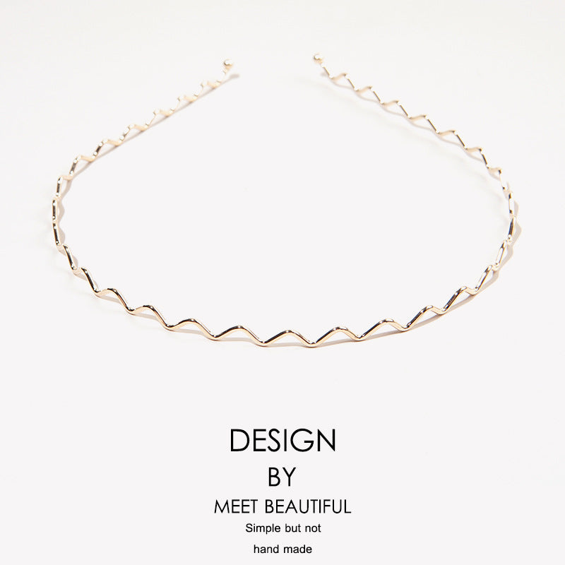 Wholesale Metal Wave Thin Hairband Gold Thin Style