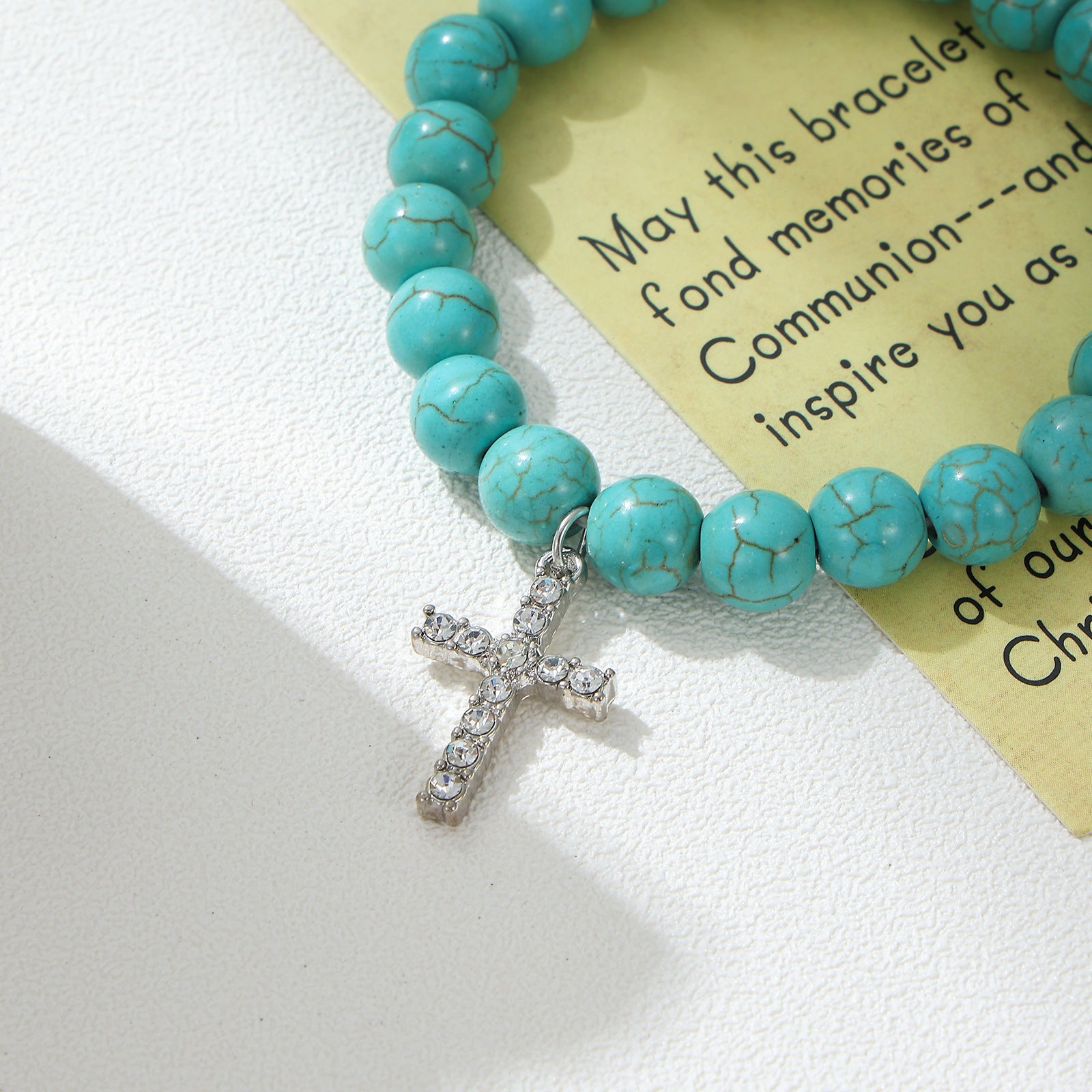 Wholesale Baptismal communion cross Volcanic Stone Bracelets