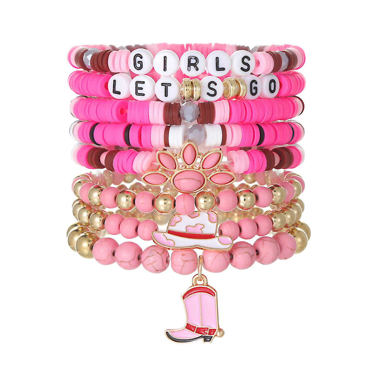 Wholesale Ethnic Style Bullhead Cactus Multi Layer Western Cowboy Turquoise Elastic Bracelet