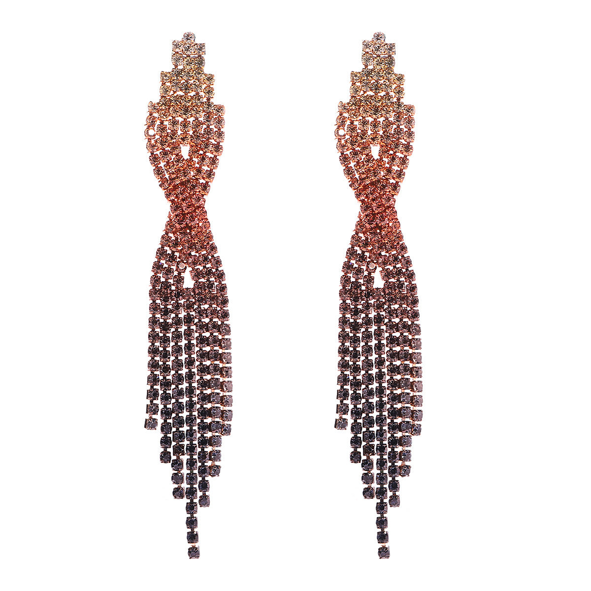 Wholesale Colorful Water Diamond Long Claw Chain Tassel Alloy Earrings