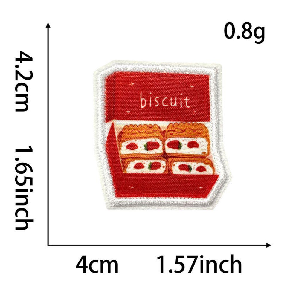 Wholesale Cute Food Embroidered Patch For Clothes Milk Tea Cake Snack Applique Fashion Accessory For DIY Decor