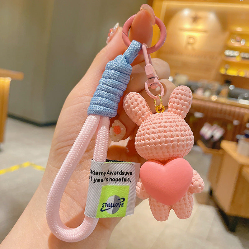 Wholesale Cartoon Resin Peach Heart Rabbit Keychains