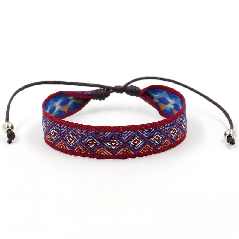 Wholesale Jacquard Geometric Polyester Bracelet