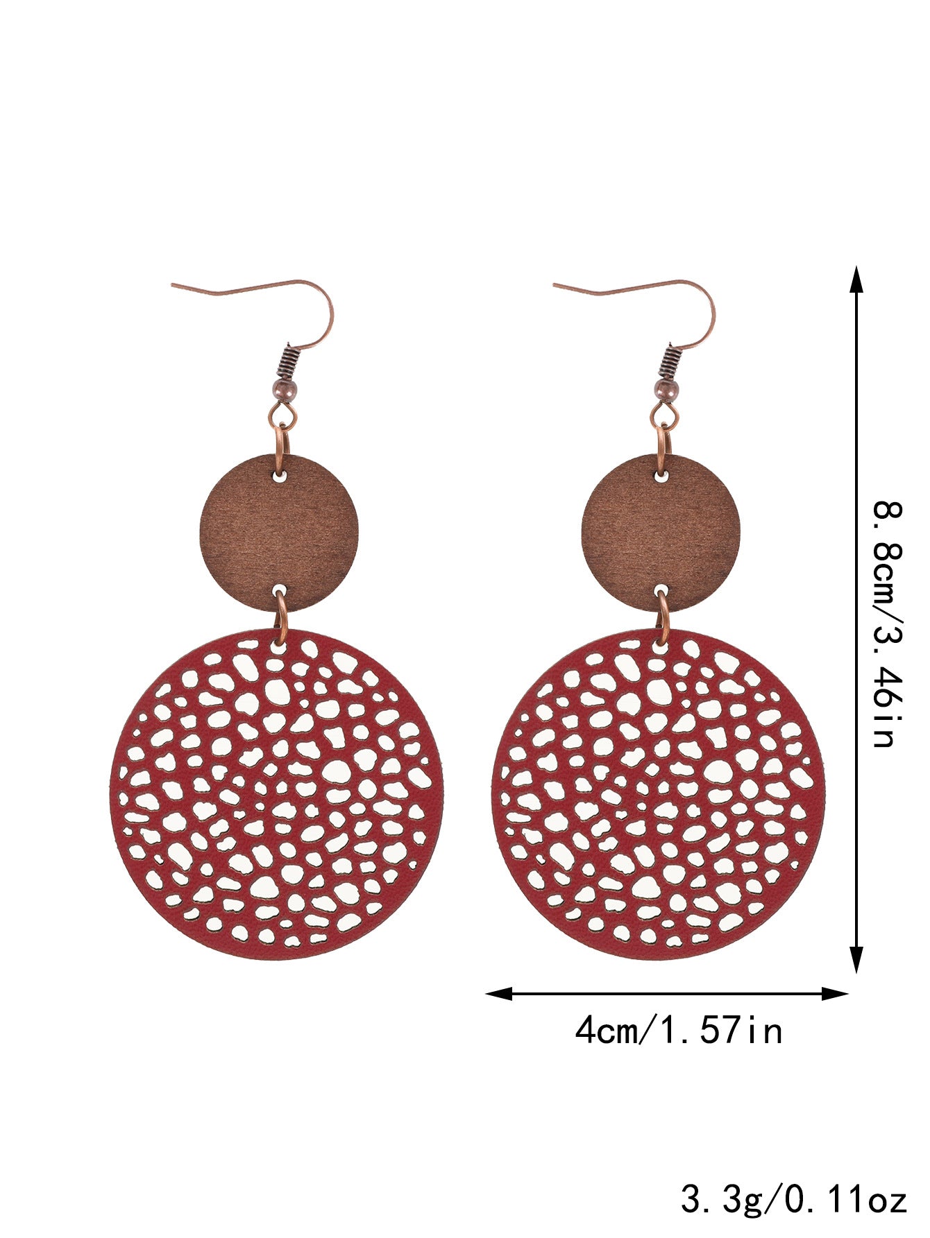Wholesale Cross  Hollow Wood Pieces Combination Leather Earrings