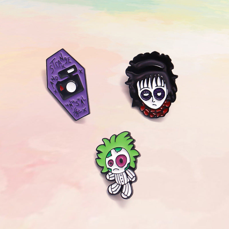 Broche de mago de cabello verde de metal punk de metal al por mayor