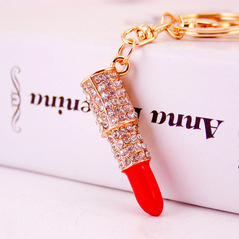 Wholesale Zinc Alloy Rhinestone Lipstick Keychain