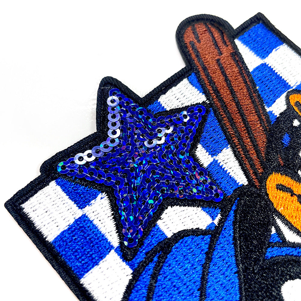 Wholesale Trendy Polyester Iron On Embroidery Patches DIY Baseball Helmet Star Plaid Red Blue Two Styles For Coat Decor And Fashion Accessory